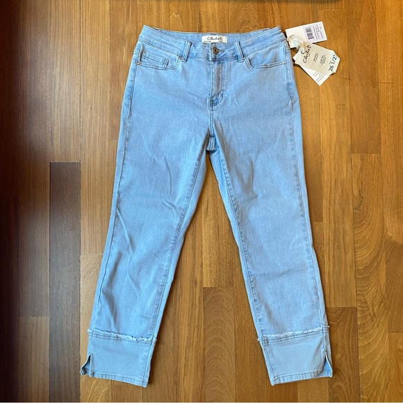 Charlie B Cropped and Cuffed Pants. Soft Fabric. Light Wash. - Picture 8 of 14
